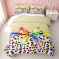thumbnail image 2 of Erosebridal Leopard Bow Print Twin Quilt Set for Girls, Cheetah Animal Spots Girly Twin Coverlet Set, 2pcs 1 Bedspread and 1 Pillowcase, 2 of 7