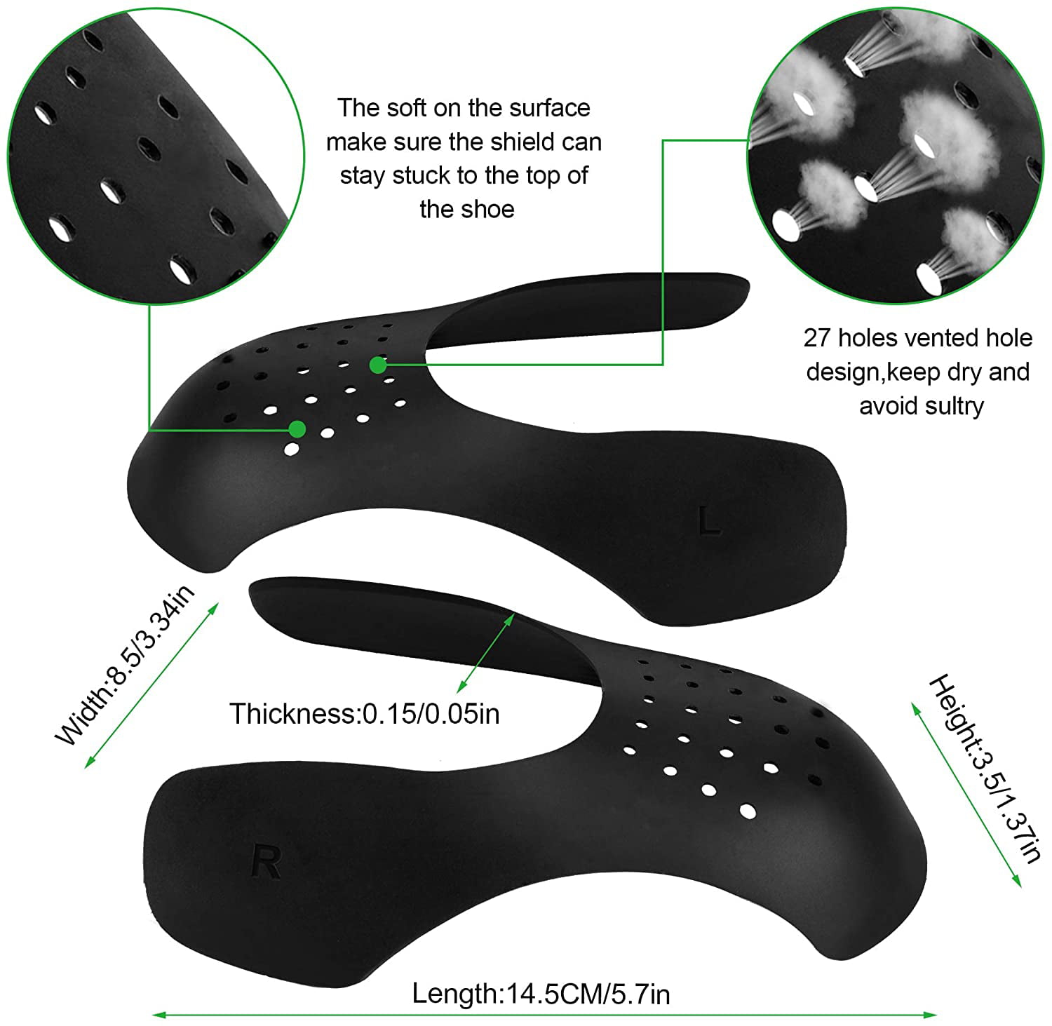 Prevent Front Creases Indentation Shoe Crease Protector,6 Pair Shoes Shields Toe Box Decreaser 