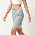 thumbnail image 4 of Cagogo Women Loose Drawstring Shorts Casual Solid Beach Bermuda Pants Summer Active Lounge Yoga Swimwear Travel Trousers, Gray 2XL, 4 of 7