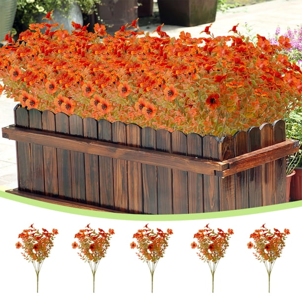 Juego de flores artificiales de eucalipto Kojanyu,arreglo floral de eucalipto violeta de 7 tenedores,5 piezas de flores decorativas para exteriores