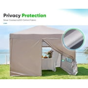 Quictent Privacy 8x8 Pop up Canopy tent Instant Folding Outdoor Canopy with Sidewalls Mesh Windows and Wheeled Bag Waterproof (Beige)