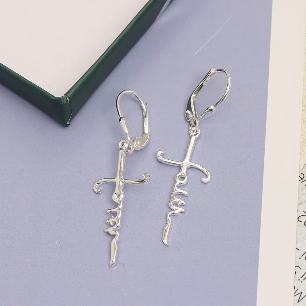 LeCalla 925 Sterling Silver Anti-Tarnish Faith Cross Dangle Drop Earrings, 45MM (Women's)