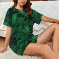 thumbnail image 4 of Fotbe Green Leave Fern Conjunto de Pijama Estampado para Mujer, 2 Piezas, Ropa de Dormir con Camiseta de Manga Corta y Shorts Suaves-X-Large, 4 of 6