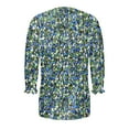 thumbnail image 2 of JTZGDY Button Henley Shirts for Women Ethnic Floral Printed 3/4 Smoked Sleeve Crewneck Pullover Tops Loose Oversized Dressy Tunic Blouse Green#03 XXL, 2 of 8