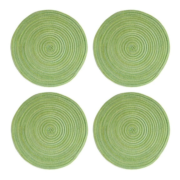 Round Braided Cotton Placemats Set of 4, 15 Inch Heat-Resistant Table Mats for Kitchen, Dining Room, Holiday & Everyday Use, Washable, Non-Slip, Gift Ready, 4X Placemats