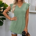 thumbnail image 5 of Womens Summer Tops Babydoll Short Sleeve Shirts Babydoll Peplum Tops V Neck T Shirts Light Green XL, 5 of 6