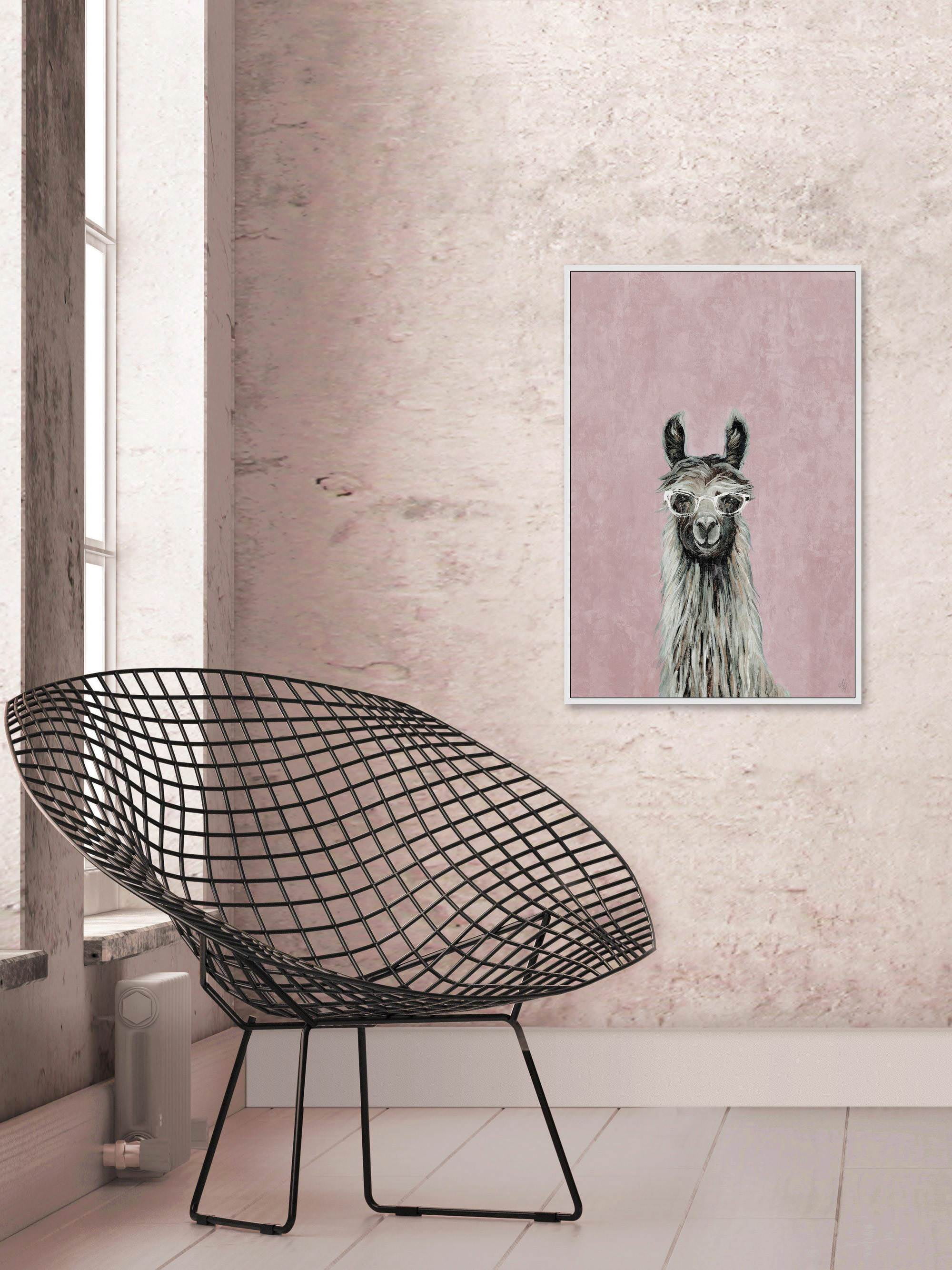 Hello There Llama Floater Framed Painting Print on Canvas