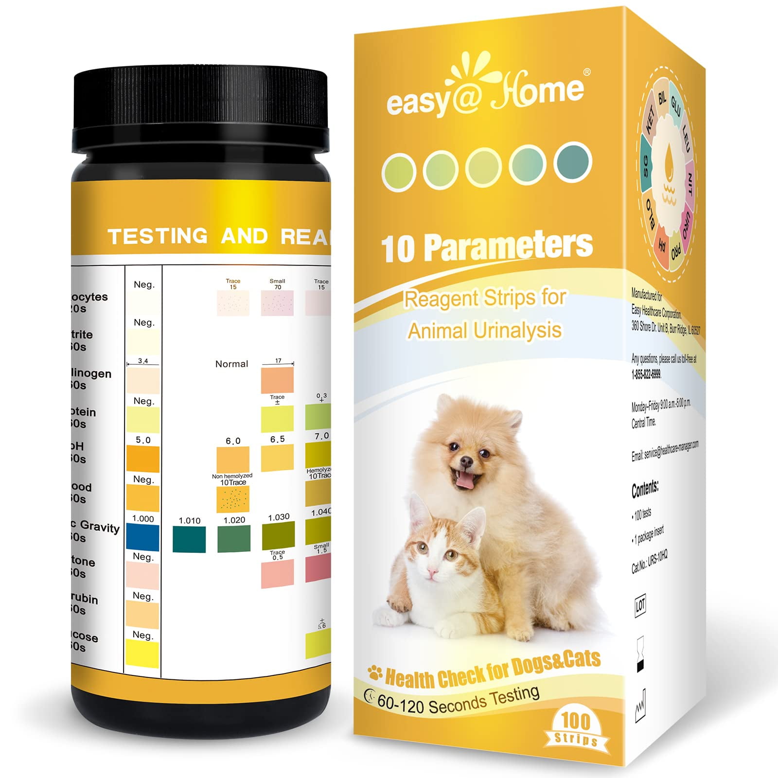 EasyHome Pet Urine Test Vet10 Urine Test Strips for Dogs & Cats 10