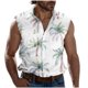 thumbnail image 2 of Camiseta sin mangas con cuello vuelto para hombre, estilo informal, a la moda, con estampado, cuello vuelto, sin mangas, bolsillos, deportiva, de poliéster, 2 of 5