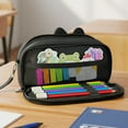 thumbnail image 4 of allydrew 3D Cat Design Pencil Case, Large Capacity 2 Compartment Pencil Pouch for Stationery Tools, Midnight Cat, 4 of 5