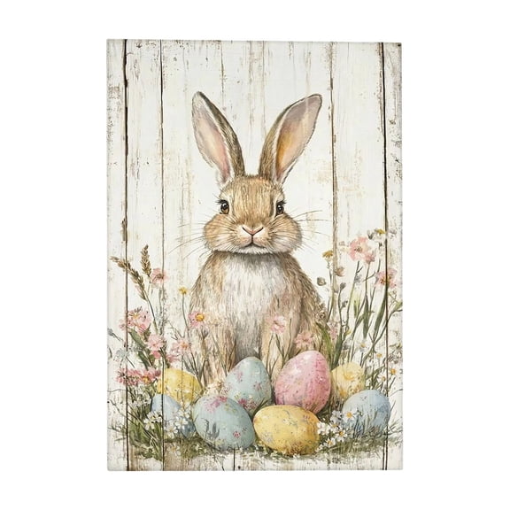 Vintage Rabbit Canvas Wall Art - Rustic Easter Bunny Painting, Farmhouse Country Framed Artwork, Cute Whimsical Wall Decor ( No Frame)15.7x23.6in