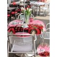 thumbnail image 4 of Outdoor Tablecloth with Umbrella Hole and Zipper, Valentine's Day Round Table Cloth 54 Inch Waterproof Tablecloth, Red Plaid Truck Love Roses Leaves Pink Picnic Table Cover for Patio Camping, 4 of 7