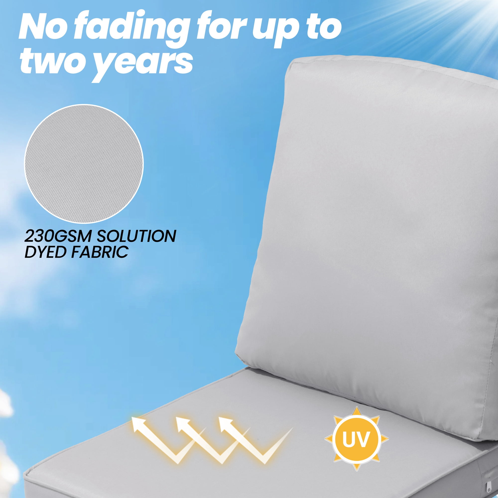 Pellebant Products Outdoor Deep Seat Cushion for Patio Furniture, 22" x 21", 3.5 Inch 30D Foam, Patio Chair Cushions with Waterproof, Fade-Resistant and Removable Covers, for Sofa, Couch, Light Geay
