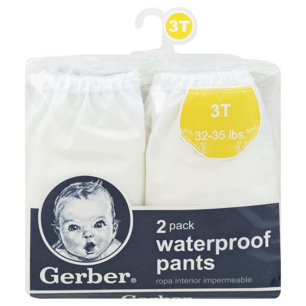 Gerber Baby Toddler Unisex 4-Pack White Waterproof Pants Size 3T 32-35lbs 