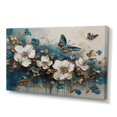 thumbnail image 2 of DESIGN ART Designart "Golden Blue Butterfly Wings And Flowers Ii" Floral Wall Decor 32 in. wide x 24 in. high, 2 of 5