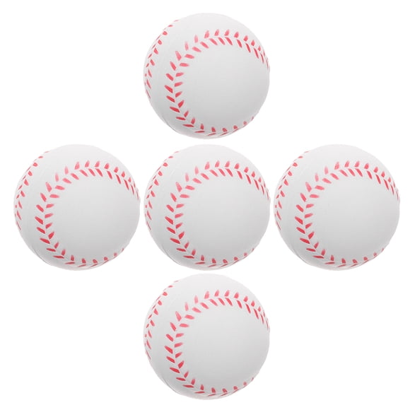 Phenofice 5Pcs Baseball Training Balls White PU Foam Soft for Beginners Indoor Outdoor Use