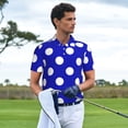 thumbnail image 4 of Daiia Blue And White Polka Dot Pattern Men’s Polo Shirts,Solid Deck Shirt,Classic Fit, Breathable Cotton Polo for Casual and Sport Wear-Medium, 4 of 7