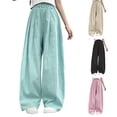 thumbnail image 4 of YOUYEDIAN Girls Wide Leg Pants Flowy Loose Fit Palazzo Pants for Girls Kids Casual Beach Linen Trousers (Black, 9-10 Years), 4 of 4