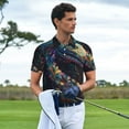 thumbnail image 2 of Kdxio Colorful Patterned Snake Print Men's Short Sleeve Polo Shirt,Midweight Men's Shirt, 2 of 5