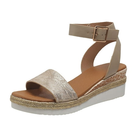 

Wedge Sandals for Women Espadrilles Dresssy 2023 Bohemia Elastic Ankle Strap Sandals Open Toe Summer Wedding Platform Shoes Sandal