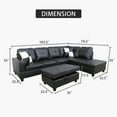 thumbnail image 4 of StarHome Faux Leather Sectional Sofa, 6 Seats Sleeper Couch with Reversible Chaise, Storage Ottoman, Modular L Shaped Sectional Sofa with Extra Headrests, Living Room Furniture for Apartment,Black, 4 of 11