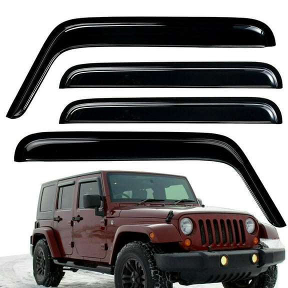 SEBLAFF Window Visors Sun Rain Guards Window Deflectors 4-Pack Ventvisor Vent Shades for 2007 2008 2009 2010 2011 2012 2013 2014 2015 2016 2017 2018 Jeep Wrangler JK 4-Door