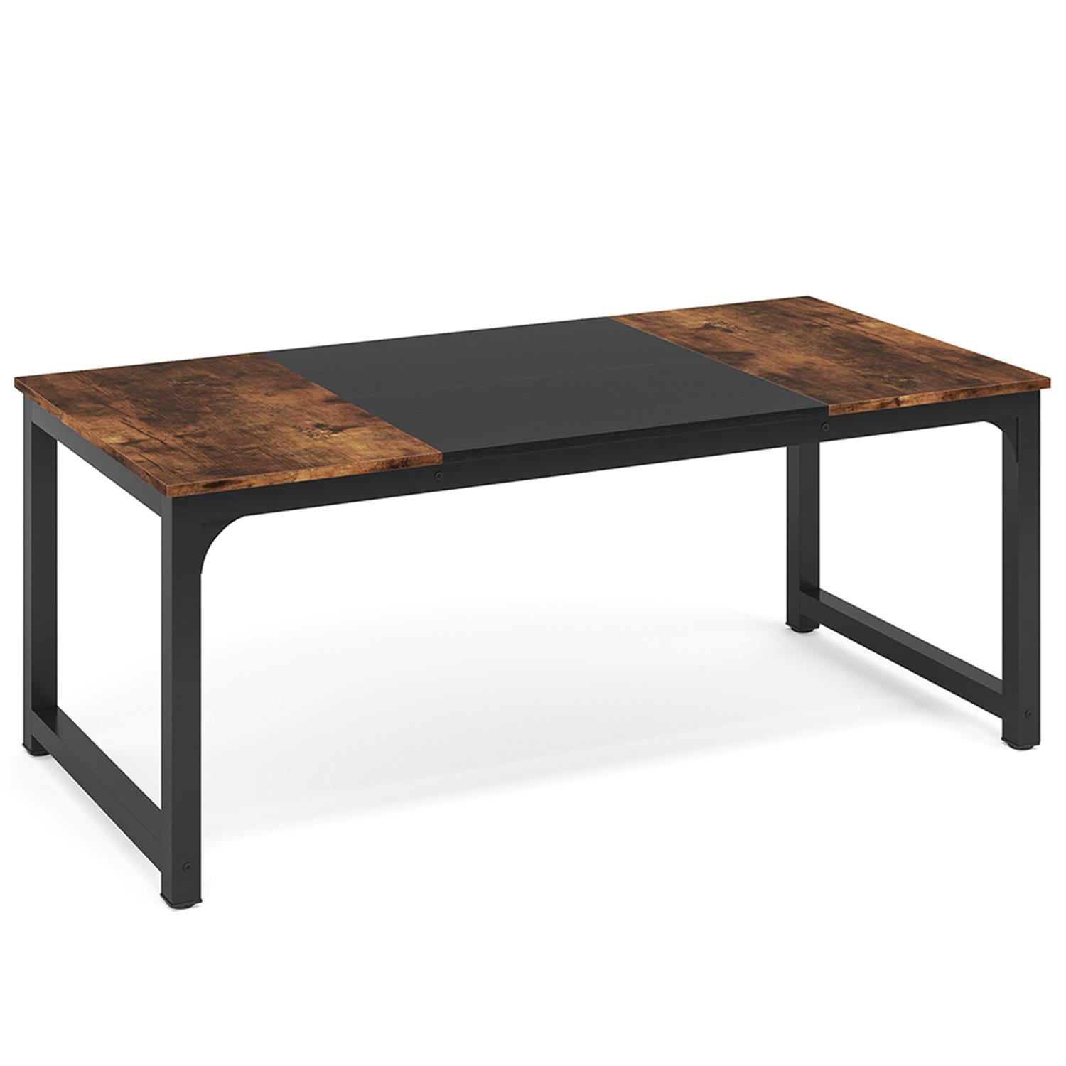 Demi Bonn 63" Modern Large Computer Desk, Rectangular Meeting Table Executive Desk, Simple Study Work Desk for Home Office, Study, Living Room, Brown