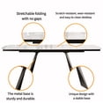 thumbnail image 4 of Modern Luxury Rectangular Dining Table,65"-95" Marble-Look Sintered Stone Top,Special-shaped Metal Base,Scratch-resistant, durable and easy to clean,6-10 seater Large Table for Dining Room,Satinwhite, 4 of 6