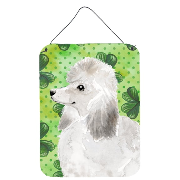 White Standard Poodle St. Patricks Wall or Door Hanging Prints