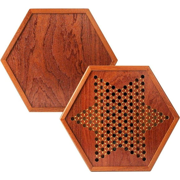 Portable Chinese Checkers Board Game with Marbles Wooden Chinese Checkers Board Game Board Game Hexagon Chinese Checkers Family Game Set Drawer Storage