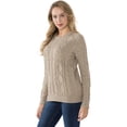thumbnail image 5 of PrettyGuide Women's Sweater Crewneck Cable Knit Long Sleeve Pullover Tops, 5 of 6