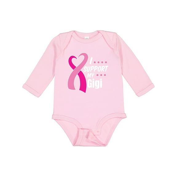 Inktastic Breast Cancer Awareness I Support My Gigi with Pink Ribbon Boys or Girls Long Sleeve Baby Bodysuit