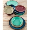Rustic Melamine Dinnerware Set - Plastic Farmhouse Plates and Bowls - 12 Pc.
