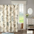 thumbnail image 2 of Shower Curtain, Bird & Leaf Print, Farmhouse Shower Curtain for Bathroom, Modern Country Bathroom Décor, Machine Washable, Cotton Shower Curtain, Quincy" Khaki, 2 of 6