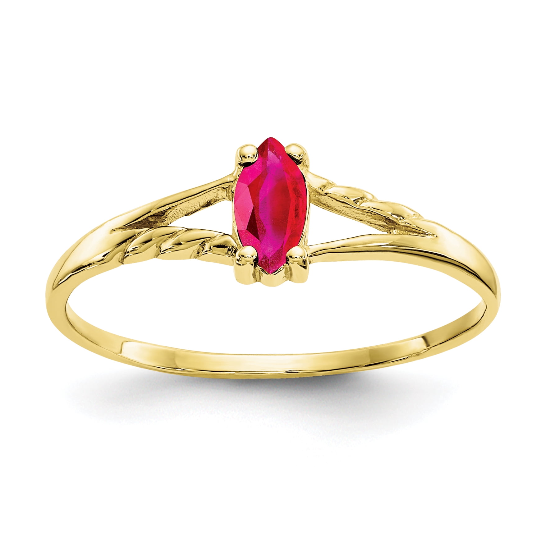 10k Polished Geniune Ruby Birthstone Ring - Walmart.com - Walmart.com