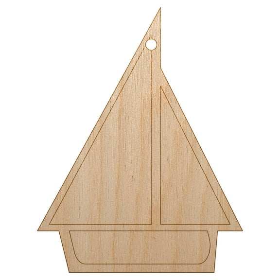 Sail Boat Sailing Icon Wood Holiday Christmas Tree Ornament Unfinished DIY Pre-Drilled Craft