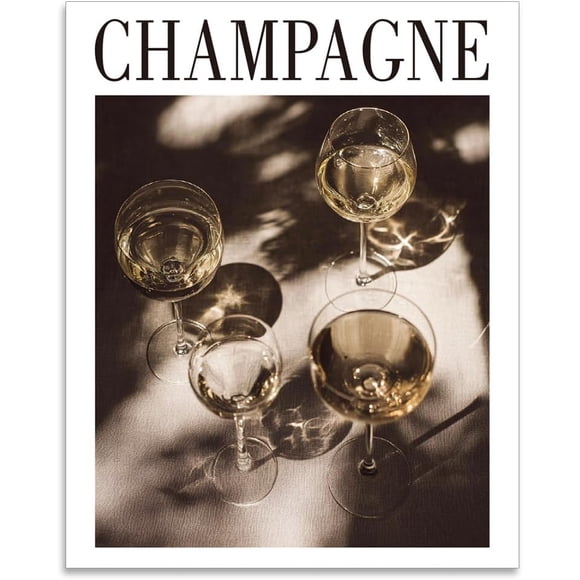 1PCS Champagne Wall Prints Vintage Wall Art Posters Wall Posters Prints for Walls Goblet Posters for Bedroom Artwork Aesthetic Posters for Bedroom Unframed Holiday Gift 28x35cm