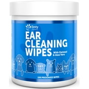 Zesty Paws Ear Cleaning Grooming Wipes with Aloe Vera for Dogs, 100 Presoaked Wipes