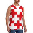 thumbnail image 2 of Bingfone Red Cross 1 Pattern Men's Tank Tops Workout Sleeveless Tee Shirts Running Beach Tanks for Men-Small, 2 of 7
