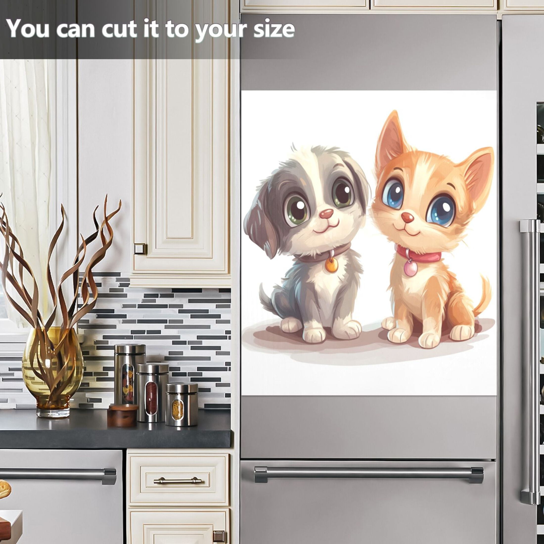 Dishwasher Magnetic Sticker 23x26 Inch Refrigerator Magnetic Sticker Washing Machine Magnetic Sticker Kitchen Panel Magnetic Sticker Home Decor Dog and Cat Friends