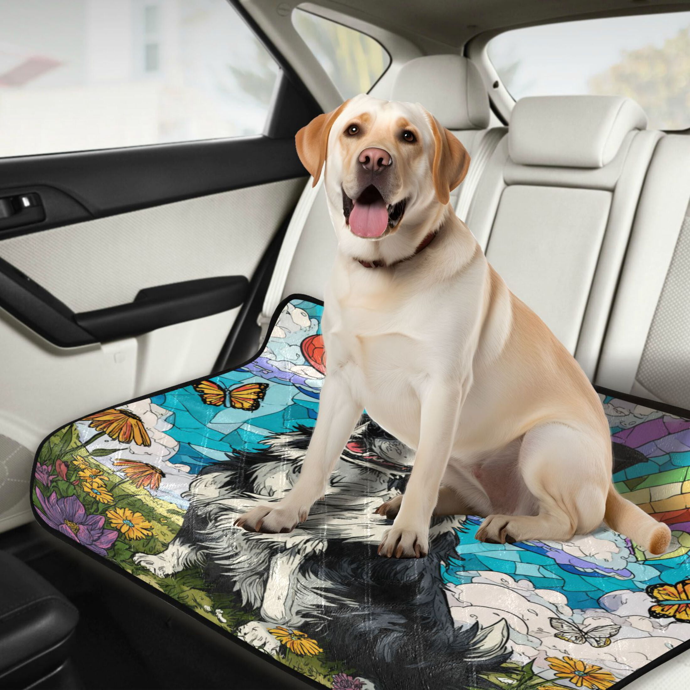 Qxltty Smiling Border Collie Cat litter Pads Pet Set of 2 Diaper Mats Center Anti-leakage Layer Absorbent Soft and Comfortable