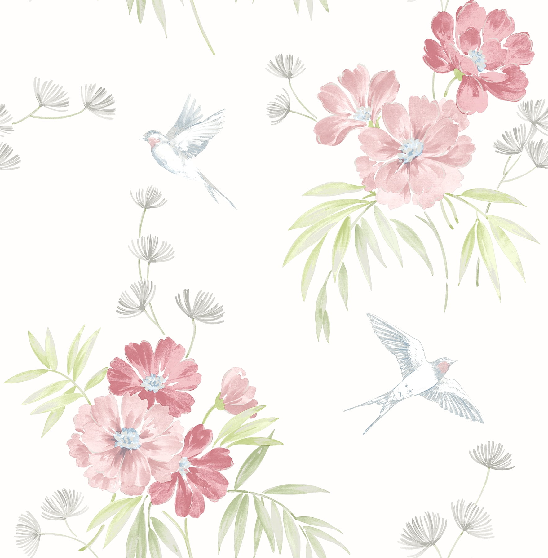 Brewster Deja Peach Floral Wallpaper