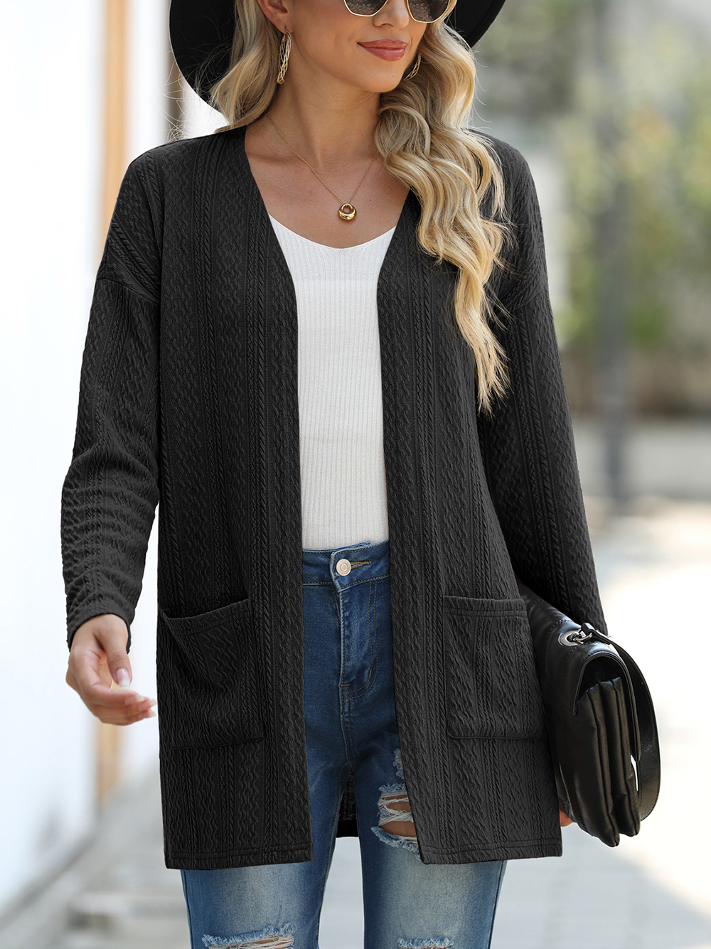 JWD Women's Slim Fit Cardigan Sweater, Black photo 3