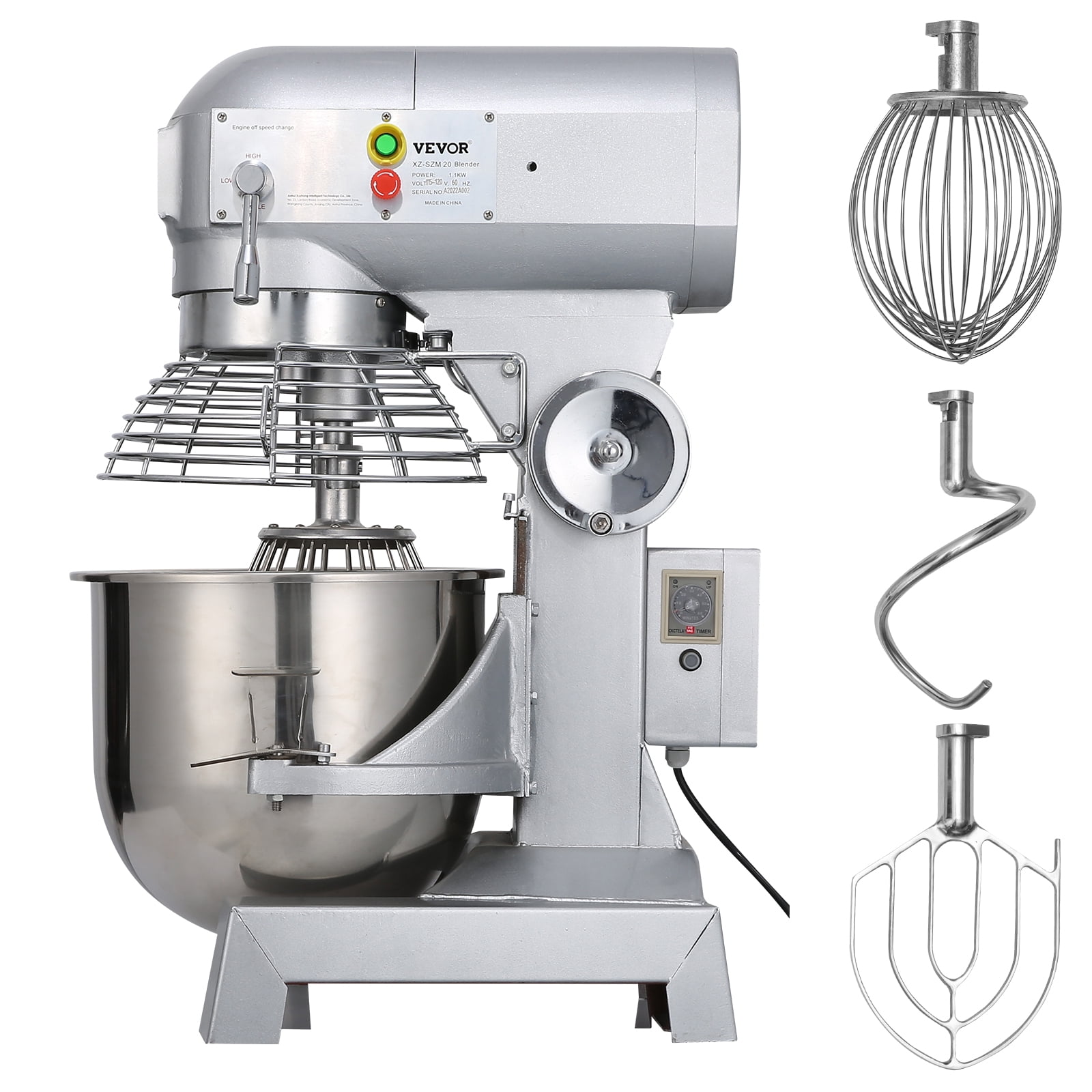 10Qt Commercial Food Mixer 450W 3 Speeds – Stainless Steel Dough Mixer For Bakery & Pizza