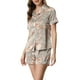 thumbnail image 4 of INSPIRAR CHIC Conjunto de Pijama de Verano para Mujeres, Camisa de Botones con Pantalones Cortos, Talla XS, Gris, 4 of 6