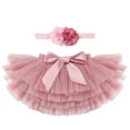thumbnail image 4 of IDOPIP Baby Girls Boho Rainbow 1st Birthday Outfit Romper + Tutu Skirt with Diaper Cover Tulle Bloomers + Headband 3PCS Cake Smash Dress Clothes Set for Photo Prop 1 Year Dusty Pink Letters, 4 of 8