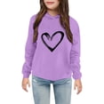 thumbnail image 2 of WAYUTE Sweatshirts for Girls Soft Lined Heart Print Graphic Hoodies Playful Pullover for Toddler Kids Child Casual Dailywear,Purple,Size 10-11 Y, 2 of 4