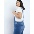 thumbnail image 2 of Women's Plus Size Long Overalls Jumpsuit Distressed Stretch Denim Jeans, 2 of 5