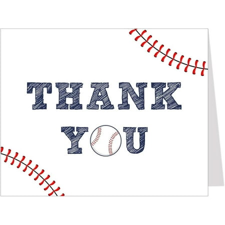 Baseball Thank You Cards For Baby Shower Boy Sports Business Notes With Envelopes (24 count)