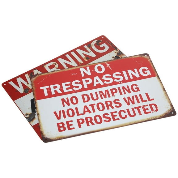Masteelf 2pcs Tin Signs No Trespassing Signs Property Private Warning Signs Metal Tin Signs